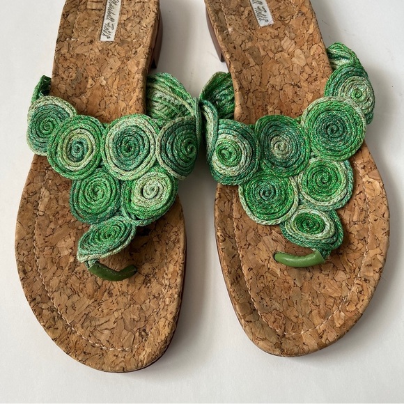 Vintage Marshall Field’s Green Cork Calypso Thong Coastal Grandma Sandals Size 8 - Picture 4 of 11
